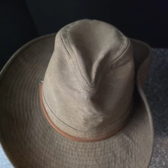 Tin Cloth Packer Hat‎ Oil Finish Waxed Canvas Leather Chin Strap Made USA Small - Picture 6 of 12
